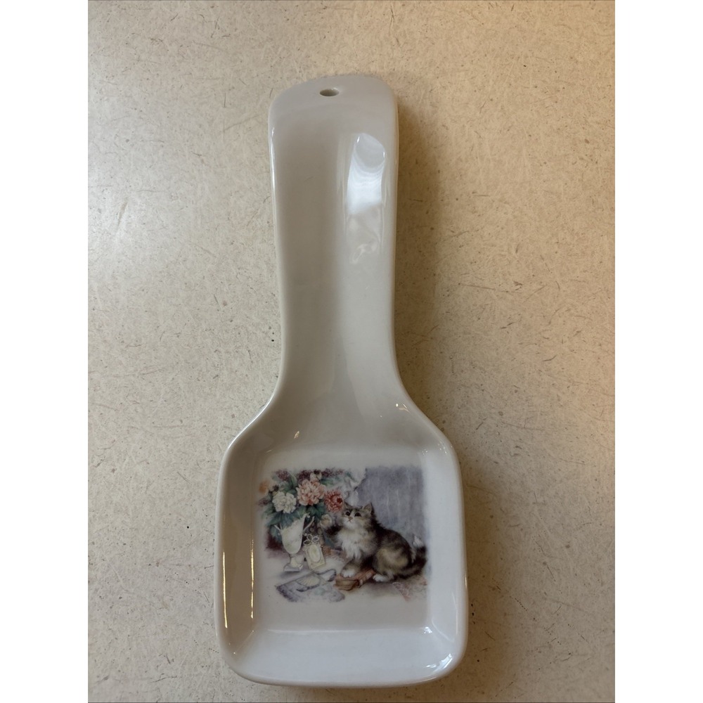 Otagiri Tavistock Kitten with Roses Spoon Rest  9"